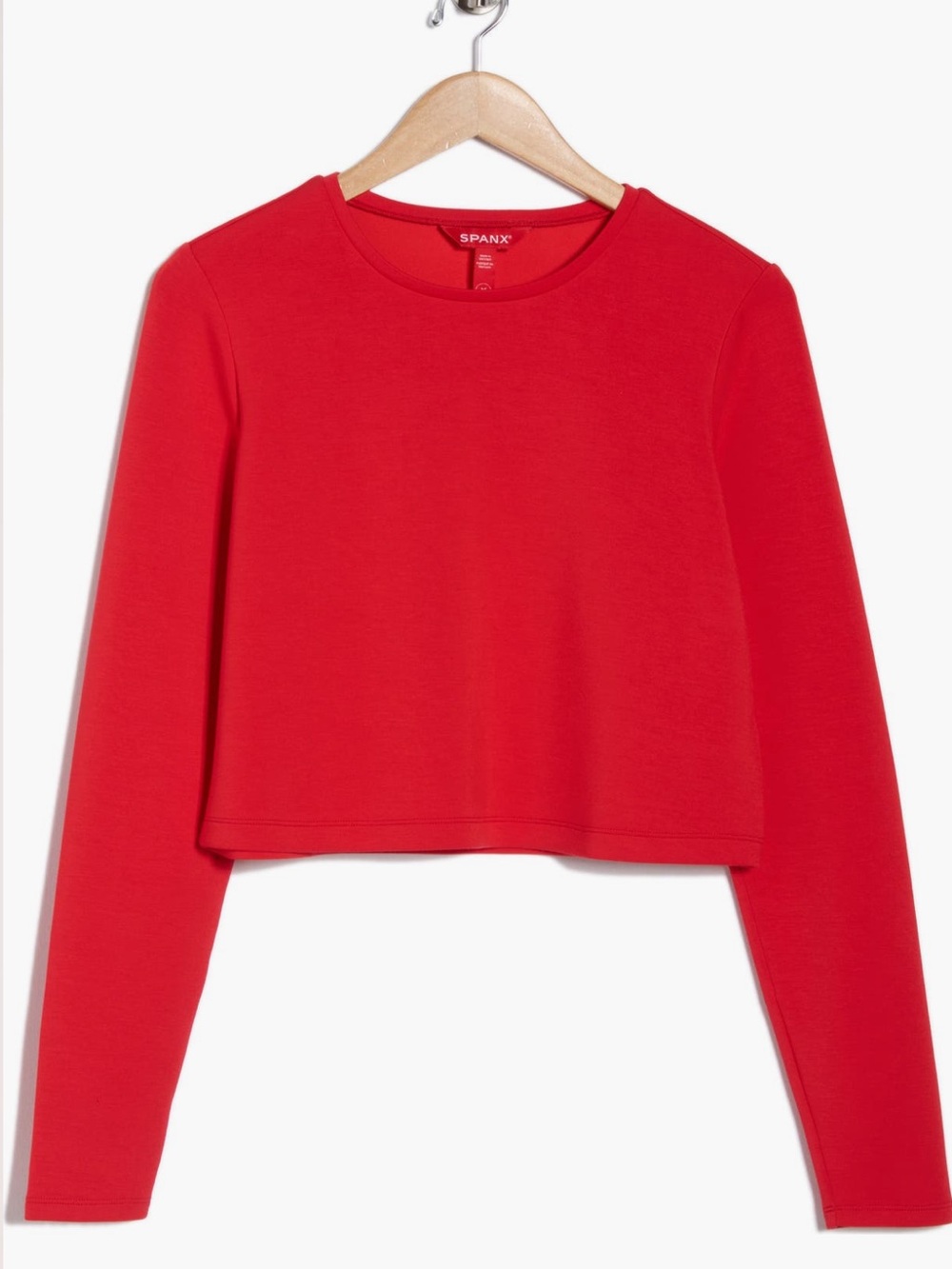 SPANX Red Long-Sleeve Cropped Tee